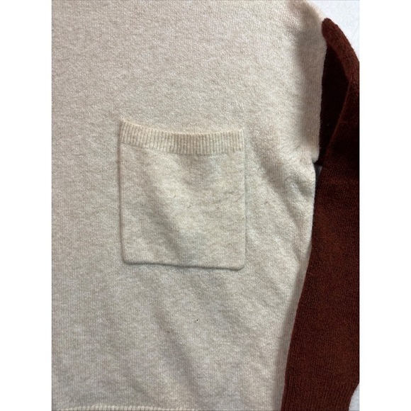 Madewell  Mock Neck Sweater Womens Cream Brown Good Pocket Relaxed size Xs - Picture 2 of 12